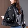 Leather Jacket Women's Spring and Autumn New Casual New Chinese Style Light National Style High-end Short Button Top