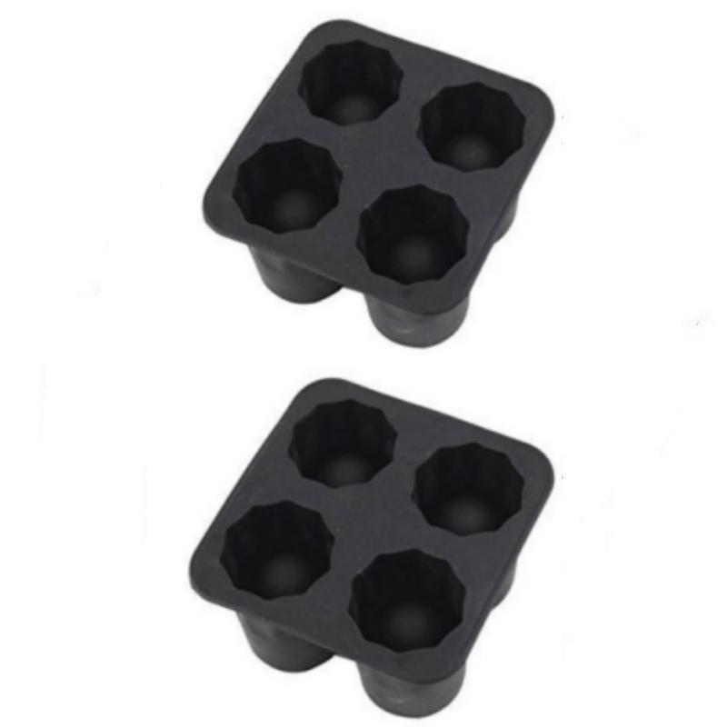Silicone Ice Cube Mold Four Hole Press Ice Block Maker Creative Round Cup Shape Ice Molds for Whiskey Beer Bar Kitchen Tools