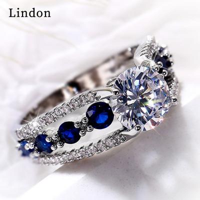 Классическое кольцо Lindon для женщин с цирконом круглой формы, подарок на свадьбу, размер 6-10