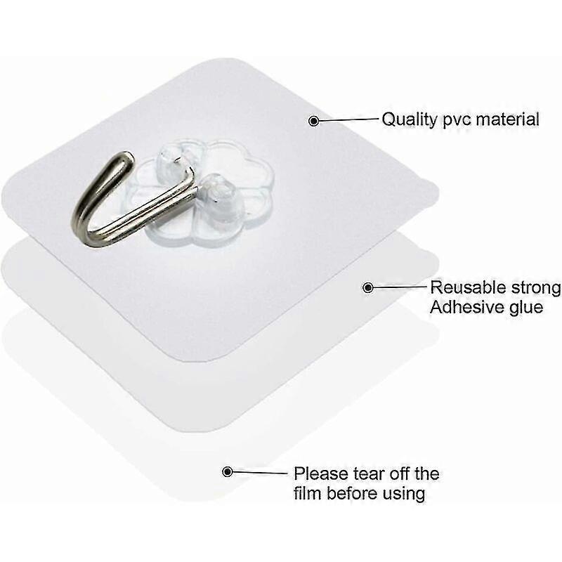20pcs Clear Adhesive Hook Stickers Bathroom Wall Hooks Waterproof Towel Rack for Bedroom Bathroom Kitchen Ceiling Hanging Bathrobe