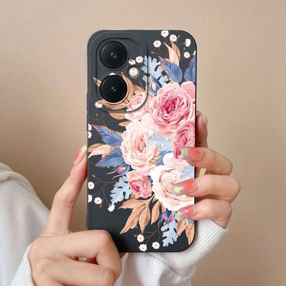 Чехол для Vivo V29 Lite Y36 Y17S X90 Pro Y27 Y78 + Корпус Популярный защитный противоударный бампер с цветком авокадо Мягкий жидкий силиконовый чехол для чехлов Vivo