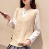 Sweater Vest V-neck Sleeveless Knitted Camisole Women's Retro Sweater Vest Solid Color Interior Layering Autumn and Winter