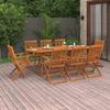 VidaXL Solid Acacia Wood Garden Dining Furniture 9 Pcs Table and Patio Chairs Dining Set of 3086974