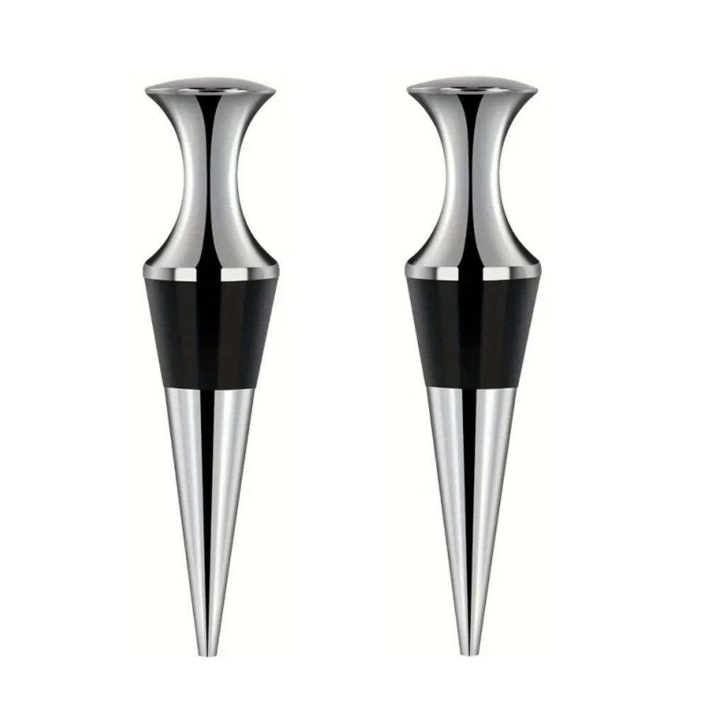 2pcs Conical Shape Wine Bottle Stopper Zinc Zinc Zinc Alloy Wine Preserver Bar Tool Wine Saver Restaurant