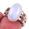 Natural Rainbow Moonstone Gemstone 925 Sterling Silver Two Tone Ring Size 7 A5i85