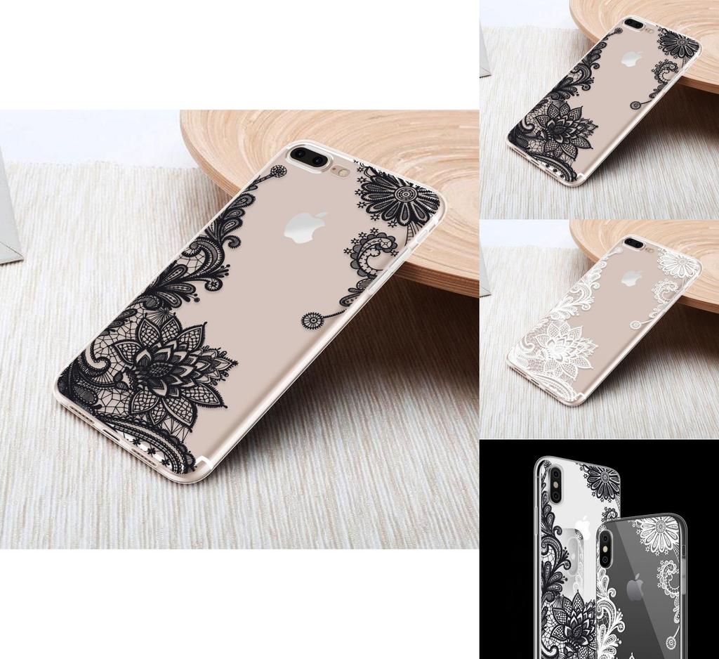 Lace Flower Slim Clear Soft Silicone Case Cover For Iphone X 6s 7 Plus 8