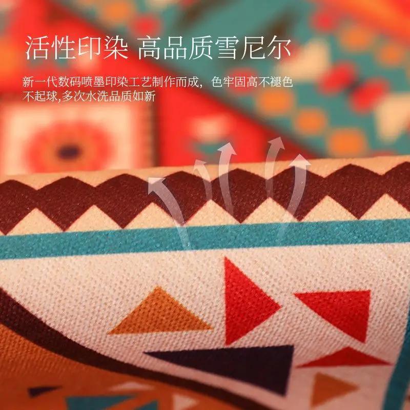 Богемное синельное полотенце на спинку дивана, оранжевое универсальное противоскользящее покрытие на диван Four Seasons с геометрическим узором, полотенце для дивана