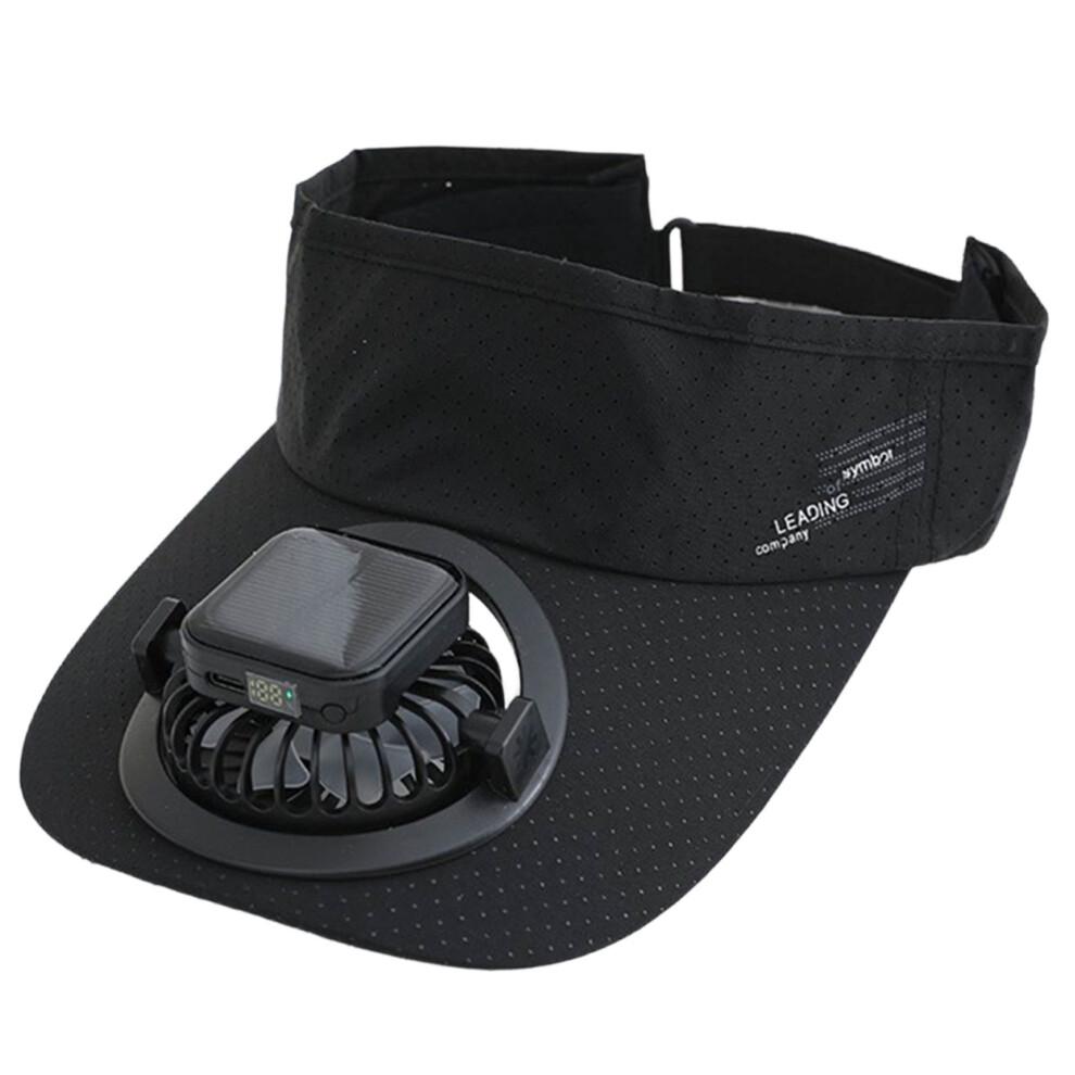 Sun Protection Cooling Fan Cap With Solar and Usb-Black