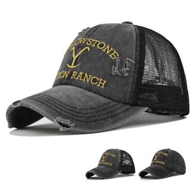Летняя желтая шляпа Dutton Ranch Cross для хвостика, бейсболка с эффектом потертости для улицы, с вышивкой, солнцезащитная шляпа, однотонная кепка