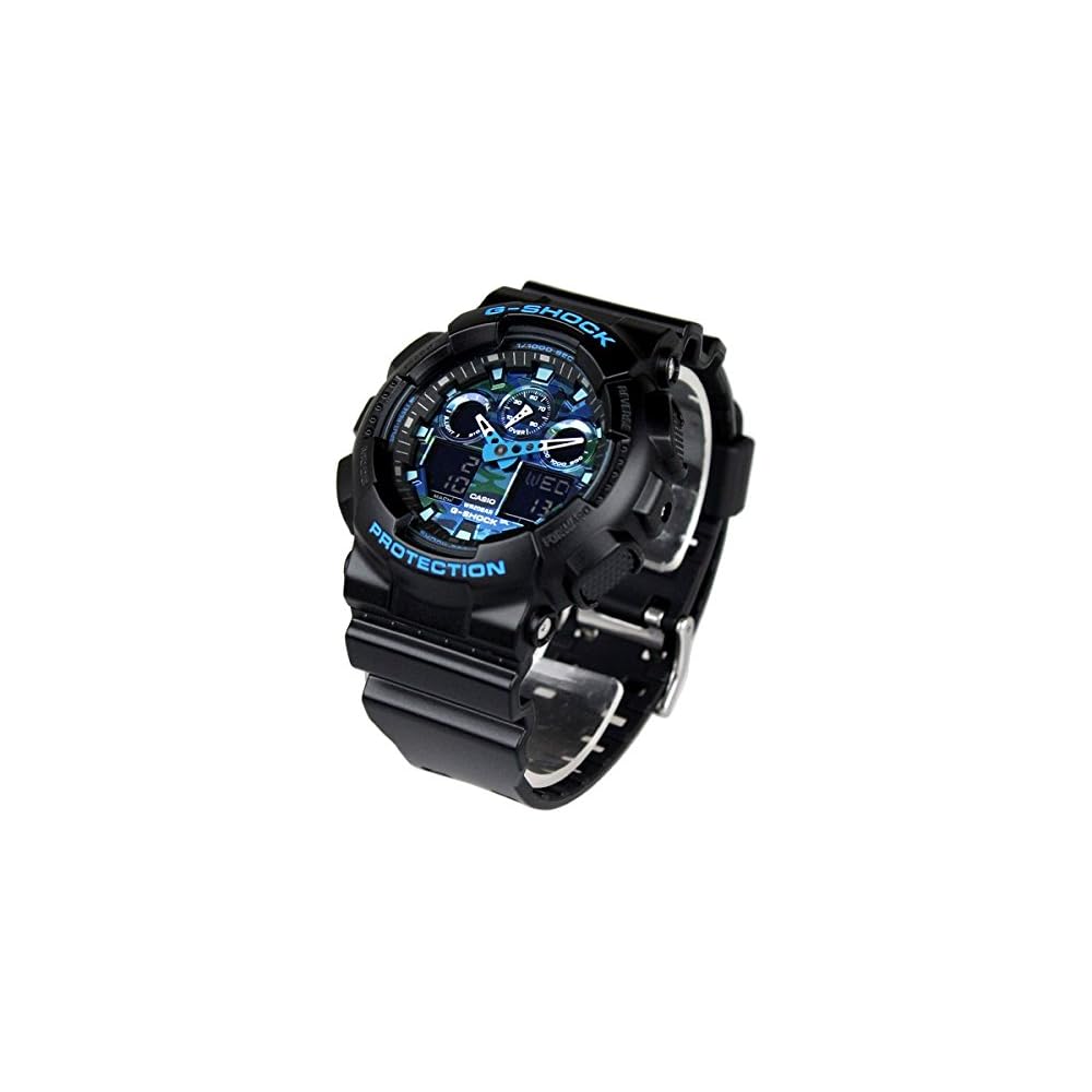 G-SHOCK Camouflage Men's Watch Blue Camouflage 20 ATM Water Resistant Plastic Strap GA-100CB-1A