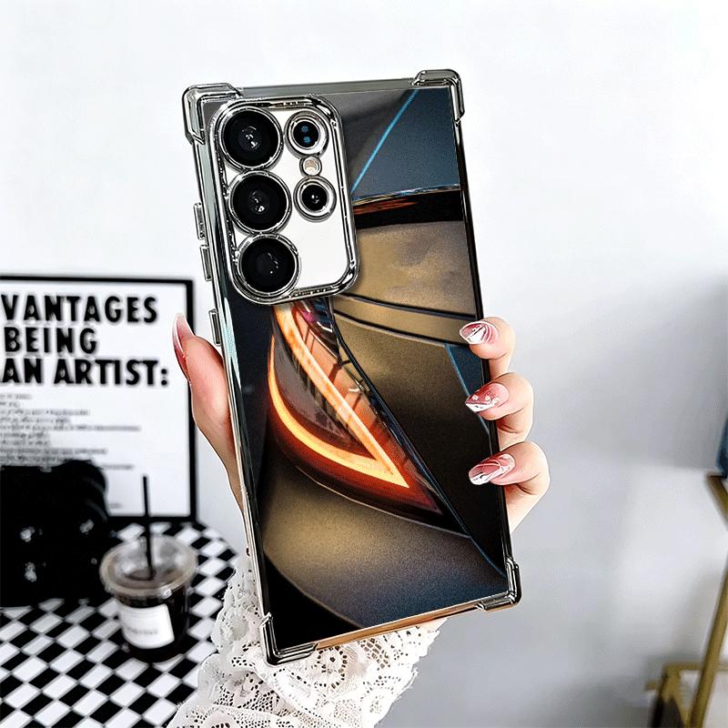 Sports Car Cool Taillight Plating Phone Case For Samsung Galaxy S24 S25 FE S26 Edge S23 Ultra S22 S21 Plus S20 Anti-Fall Airabag