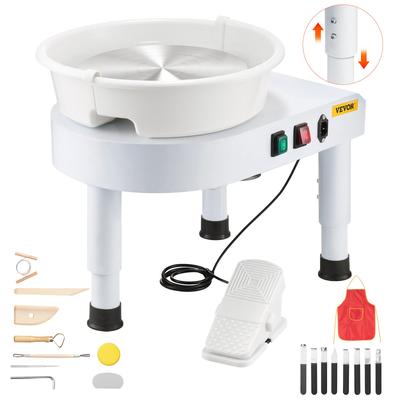 Pottery Wheel, 28 Cm Ceramic Wheel Forming Machine, 60-300 RPM Speed Adjustable Foot Pedal, Adjustable Lift Leg, Detachable Basin