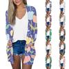 Women's Casual Fashion Floral Print Long Sleeve Mid-Length Cardigan Jacket