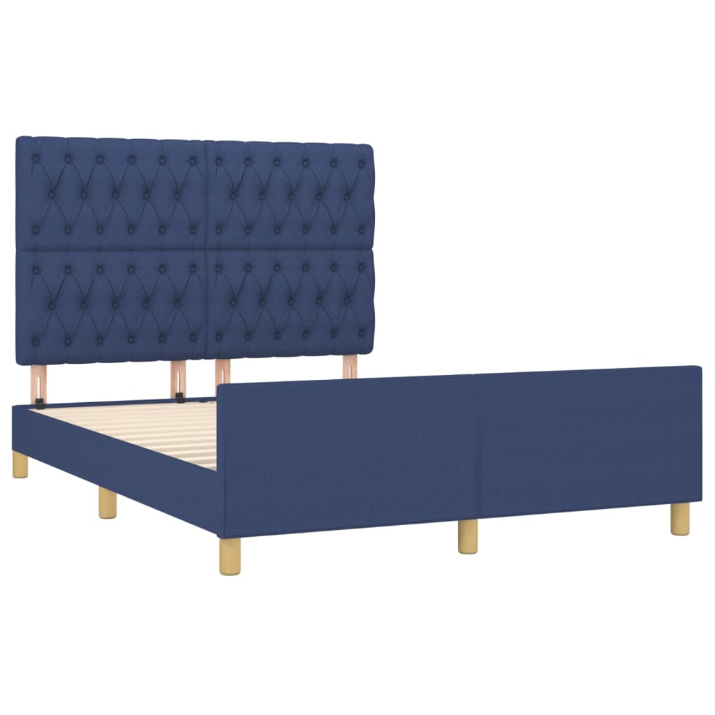 Bed Frame without Mattress Blue 140x190 cm Fabric