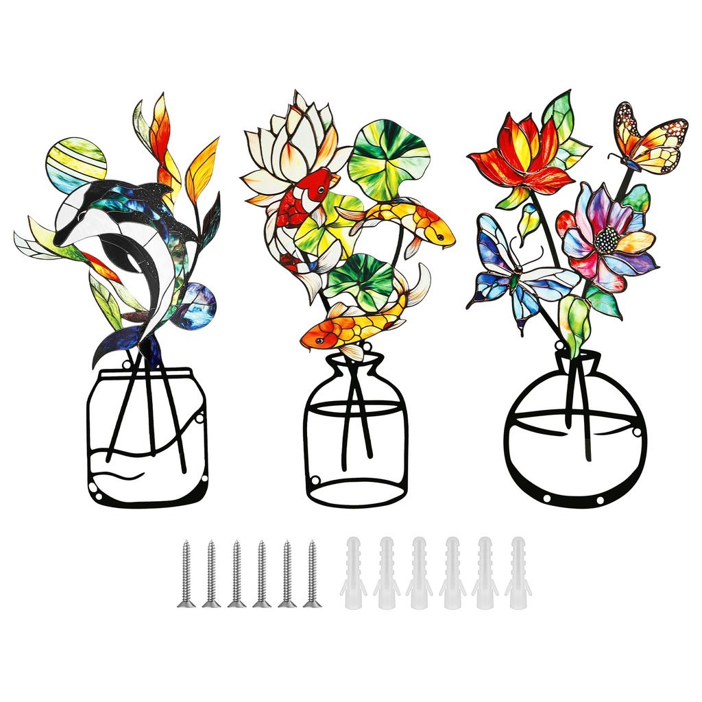 3pcs Metal Flower Wall Decoration for Home Living Room Kitchen Wall Art Metal Flower Decoration Hanging Sculpture