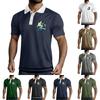 Мужская рубашка для гольфа, повседневная спортивная, с V-образным вырезом, ребристый воротник, с коротким рукавом, модная, повседневная, однотонная, однотонная, весна-лето, стандартная посадка