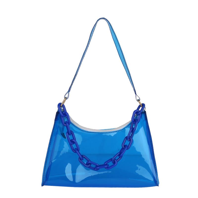 2025 Summer New Fashion Women's Bags Ins Small Fresh Jelly Bag Solid Color Transparent Women's Armpit Bag Small Shoulder