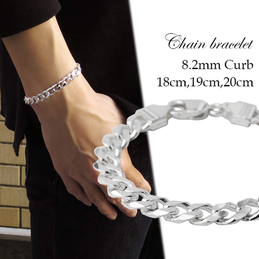 Shinjuku Ginnokura Kihei Цепочка Длина Ширина Серебряный Браслет 925 Простой Стильный SV925 Толщина 18 см-20 см (18см) 8.2мм Мужской