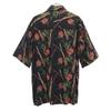 Пуританский 90-е Старый комбинезон с ручкой Короткий рукав Гавайская рубашка S черный Мужской Б/у