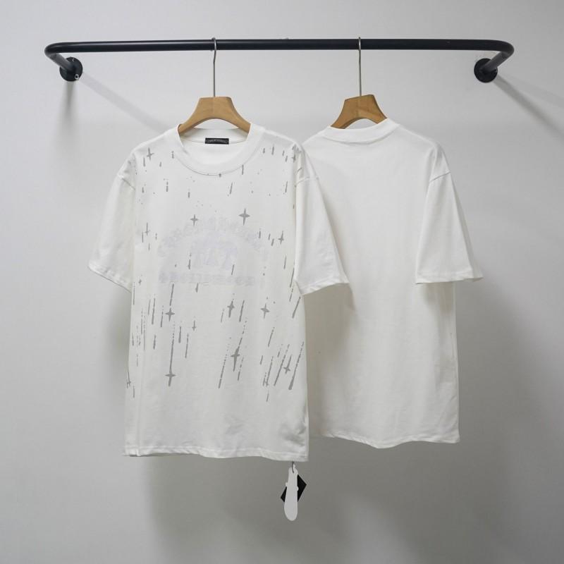 Unisex Cotton T-Shirt With Embroidered Cross Sanskrit Print Loose Fit Short Sleeve Tee
