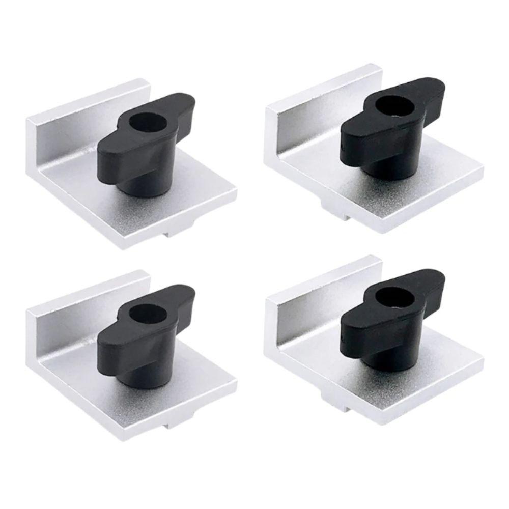 4 Pcs Set T Track Stop Block Silver Color Inline Design Bi-Directional Stop T-Track System With Knobs Short Stop Kit