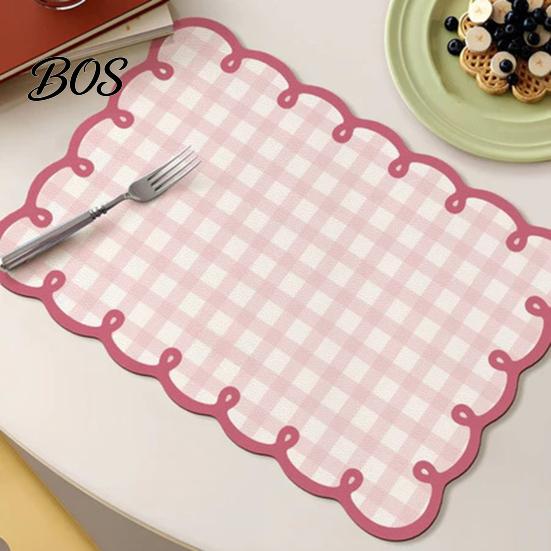 Quick-drying Kitchen Mat Diatomite Plaid Placemat with Wavy Edge, Heat Resistant Non-slip Table Mat, Absorbent Quick Drying for Counter Countertop