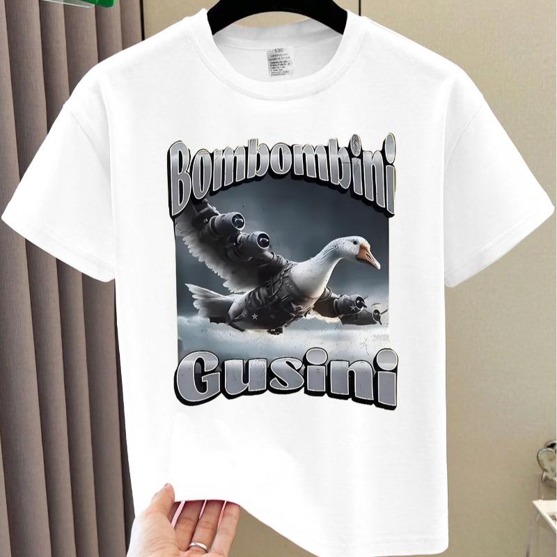 Kids Crewneck Short Sleeve Summer T-Shirt, "BOMBOMBIN GUSINI"