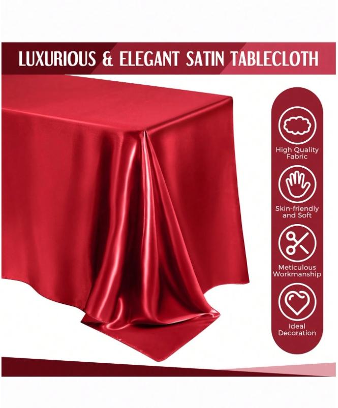Satin Rectangular Tablecloth Smooth Silk Like Fabric For Wedding Party Banquet Outdoor Event Holiday Dinner