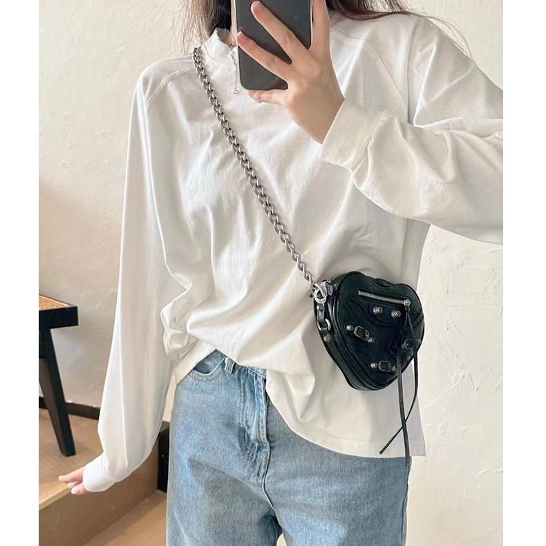 Мини-сумка Love Bag, милая, крутая, пряная, для девочек, стильная сумка-локомотив с заклепками, женская сумка из натуральной кожи с диагональной цепочкой и цепочкой