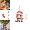 Whimsical Cartoon Style Christmas Cat Hanging Decoration For Cars In Colorful Acrylic Design