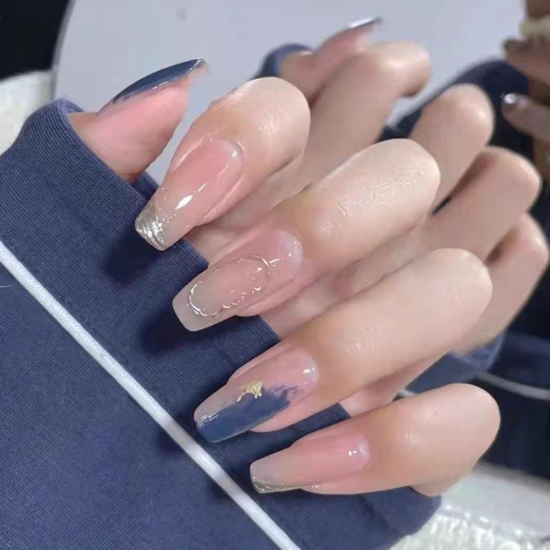 24 шт., накладные ногти, накладные ногти с блестками, стразы, искусственные ногти, бабочка, французские кончики, инструменты для дизайна ногтей