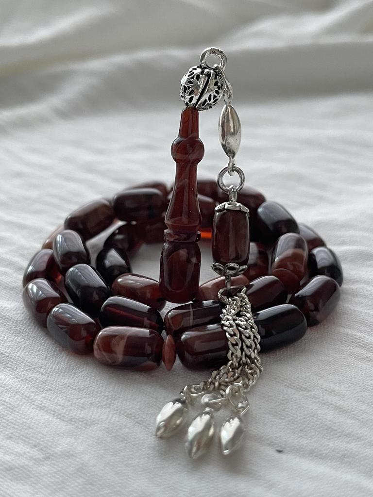 Огненные янтарные четки из стерлингового серебра 925 пробы с кисточками Розарий Teasbeh Rosari Chapelet Rozenkrans Rosenkranz