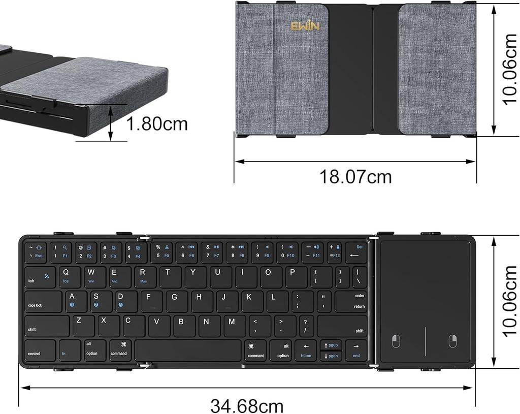 Ewin Bluetooth Может Переключать 3 Устройства Полностью Оборудован Беспроводной Совместимый с Для и Японская Инструкция Включена Клавиатура, Складная,