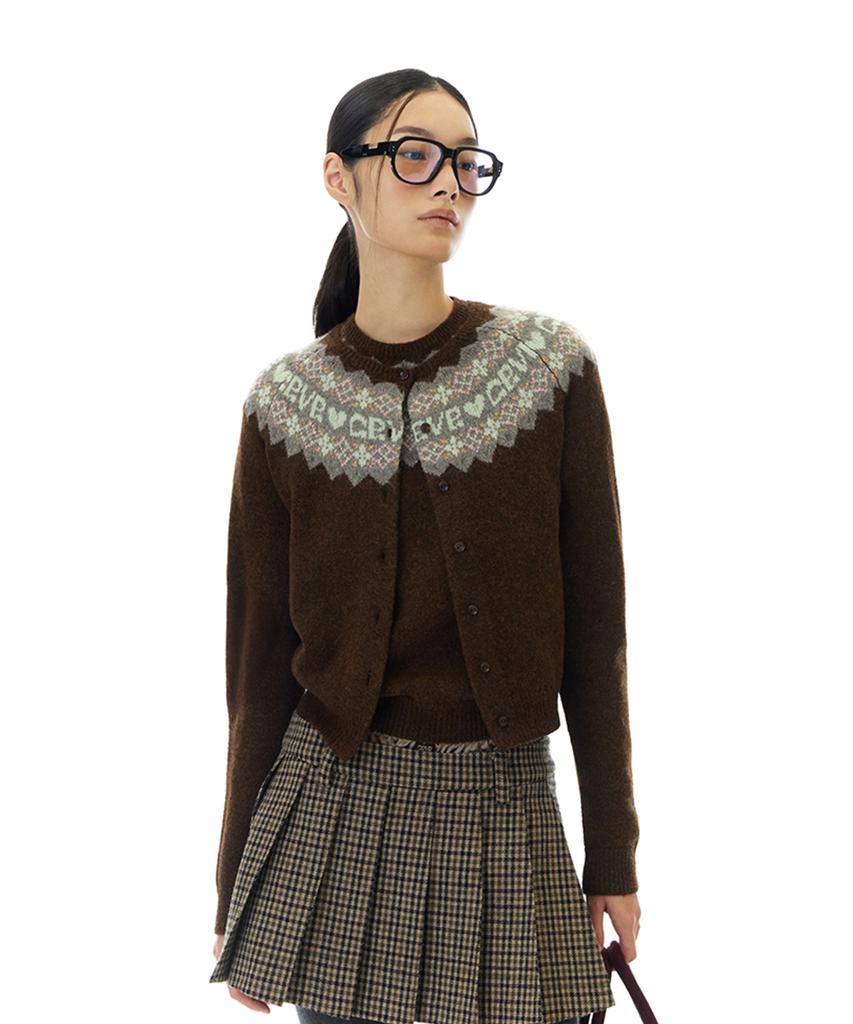 GROVE Bona Nordic Knit Cardigan (Brown)