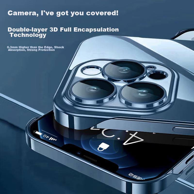 With Built-In Lens ProtectorPhone Case for IPhone 12 Pro Max, Borderless Full Lens Protection, Fully Transparent, Ultra-Thin, Shockproof