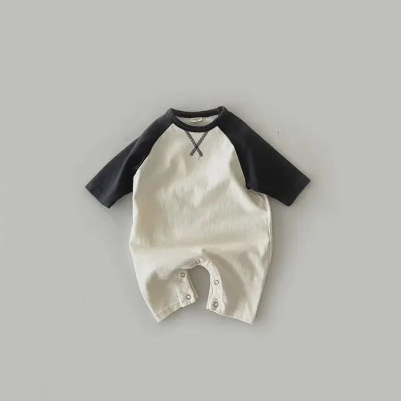 Stylish Long-Sleeve Korean Newborn Jumpsuit for Boys & Girls - Comfortable Spring/Autumn Wear