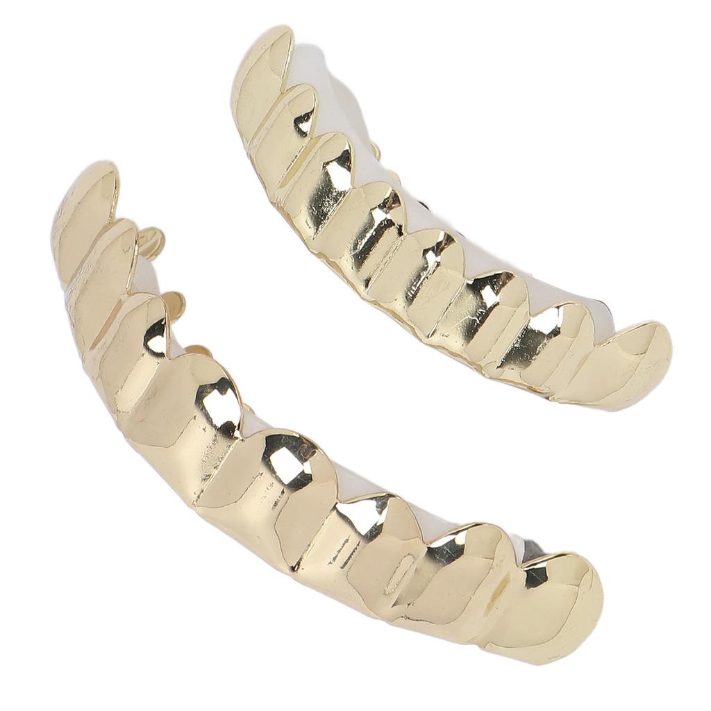 Hip Hop Teeth Set Alloy Golden False Teeth Decoration Brace for Halloween Festival Party