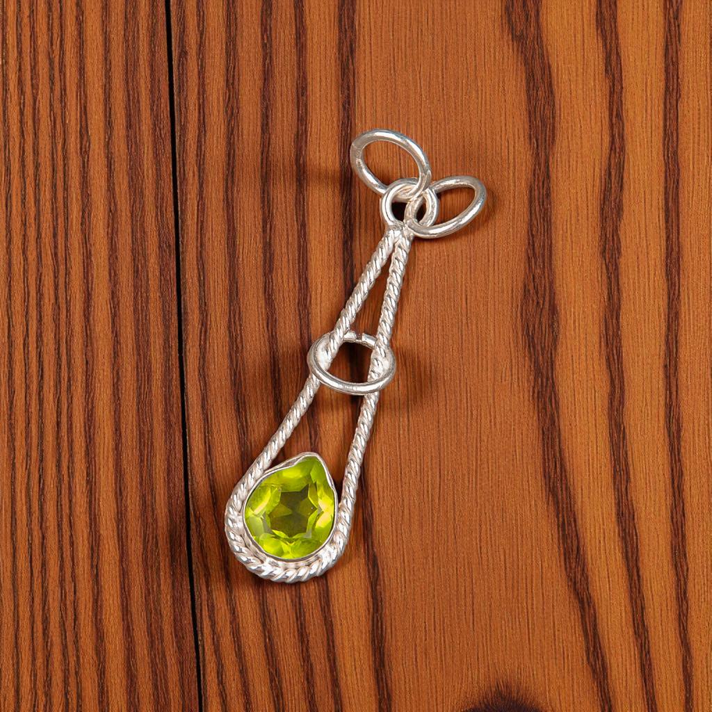 Хризолит Драгоценный Камень 925 Стерлинговое Серебро Ювелирные Изделия Подвеска Ручной Работы 1.78" Подарок Для Нее PP-21-5