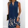 Women's Multi-color A-line Sleeveless Dress Summer V-neck Printed Casual Dresses