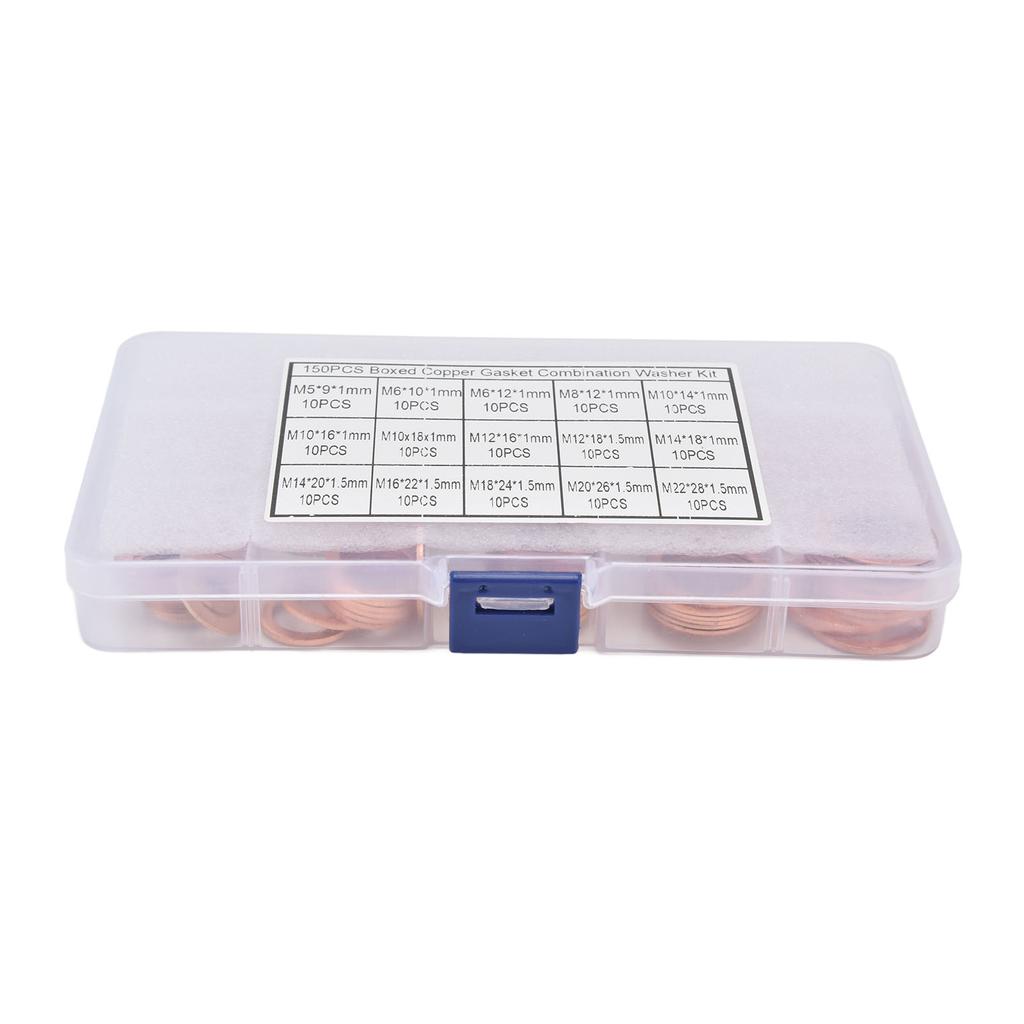150 шт. Медные шайбы Уплотнительные шайбы Ассортимент Масляные уплотнения Прокладка для насосов Клапаны М5?М22