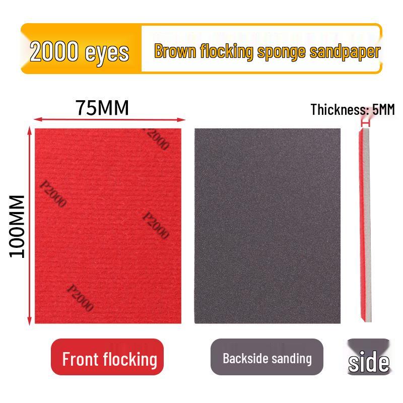 Sponge Sandpaper 75x100mm for Car Detailing, Metal, Plastic Grinding, Polishing, Flocking