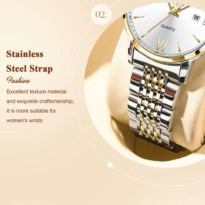 POEDAGAR Luxury Watch For Woman Elegant Waterproof Luminous Date Quartz Ladies Wristwatch Gold Stainless Steel Women Watches