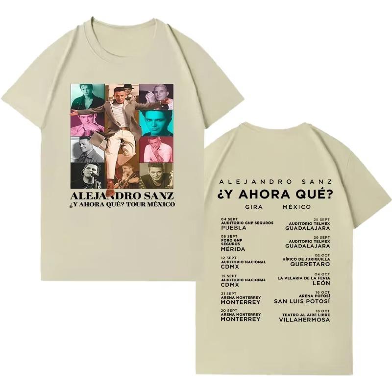 Singer Alejandro Sanz Fashion Graphic Cotton Gothic Short Sleeve Top 2026 Men Women Casual Clothing High Street Hot Sale