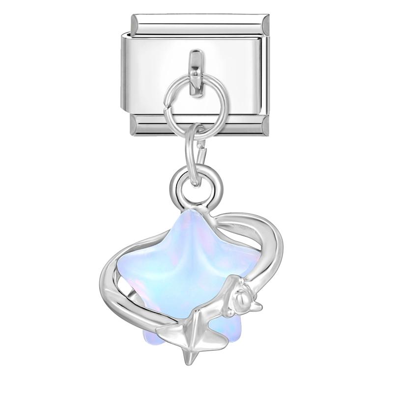 Синяя Ночь Звездное Небо Луна Звезда Кошки Собака Сердце Бабочка Итальянские Шармы-Звенья Подходят для 9мм Браслета из Нержавеющей Стали Женщины DIY Изготовление