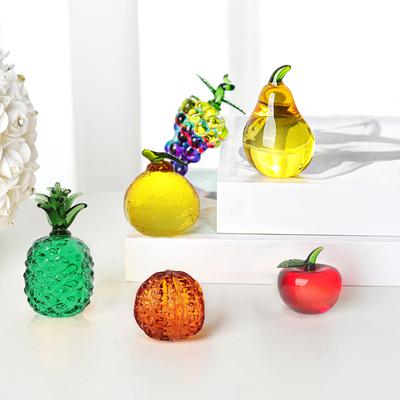 1шт хрустальная скульптура из фруктов, украшение для дома и кухни, ручная работа, стеклянная статуэтка из клубники, лимона, банана, груши
