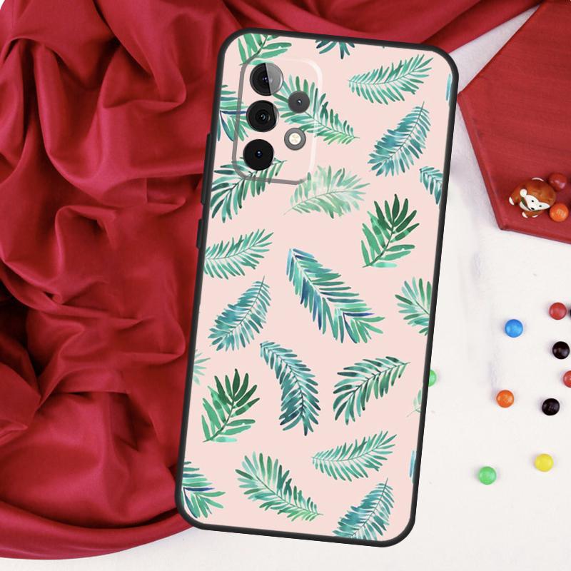 Листья Монстеры Цветы Пальмы Для Samsung Galaxy A55 A53 A33 A13 A35 A15 A36 A56 A26 A16 A22 A32 A52 A54 A34 A06 A05 Чехол