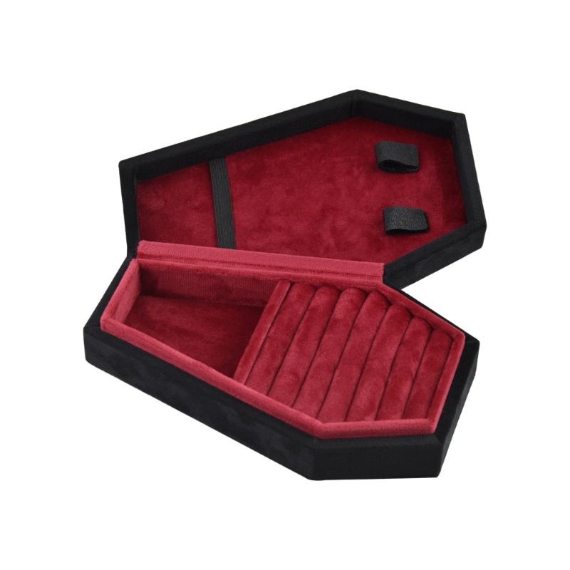 Coffin Shape Jewelry Display Box Portable Jewelry Organizer Box Necklace Earring Display Case Rings Holder Trinket Box