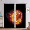 Вода, огонь, футбол, баскетбол, крутые принтованные шторы, подходящие для спальни, гостиной, кухни, декоративные шторы, 2 шт.