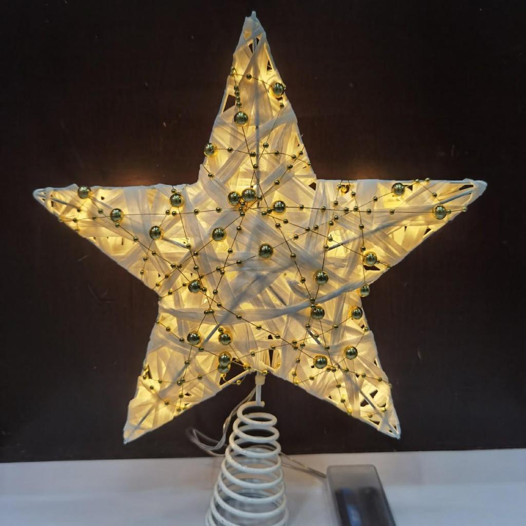 LED Glittering Rattan Wrought Iron Christmas Tree Topper Ornament