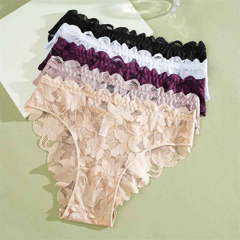 FINETOO 2 шт. Женское атласное нижнее белье с цветочным кружевом, сексуальные трусики с вырезами, однотонные трусы-слипы с низкой посадкой, прозрачное белье для девушек